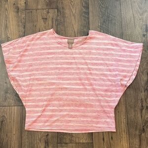 Chico's Red and White Striped Short Sleeve Top M